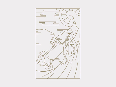 A Wheel Angel angel angels cowboy line art southern wheelbarrow