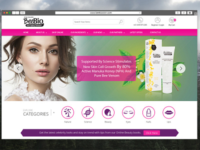 Website design for BeeBio Skin Care Company creative design graphic design ui design web design