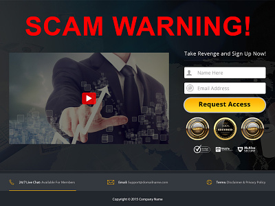 Scam Warning Sales Offer Page