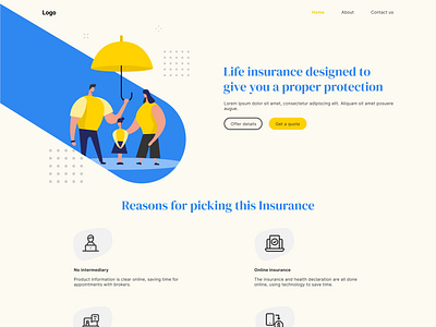 Insurance landing page design design inspiration figma illustration insurance ui insurance website uidesign website website design