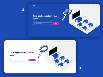 School search - landing page design