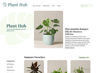 Plant Hub - Your one stop shop for all you plant needs creative dailyui design e commerce graphic design plant plant website practice ui ux website