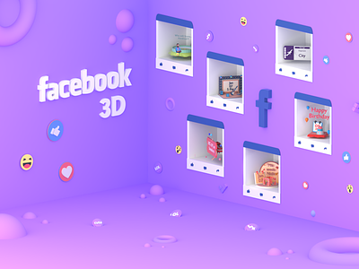 Add a new Dimension to your feed 3d augmented reality blender branding creation emoji facebook illustration memphis social media virtual reality
