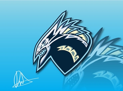 Blue dragon warior mascot esport logos design dragon esport head logo logos predator wing
