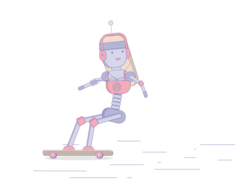Robot animation character illustration loop robot skate