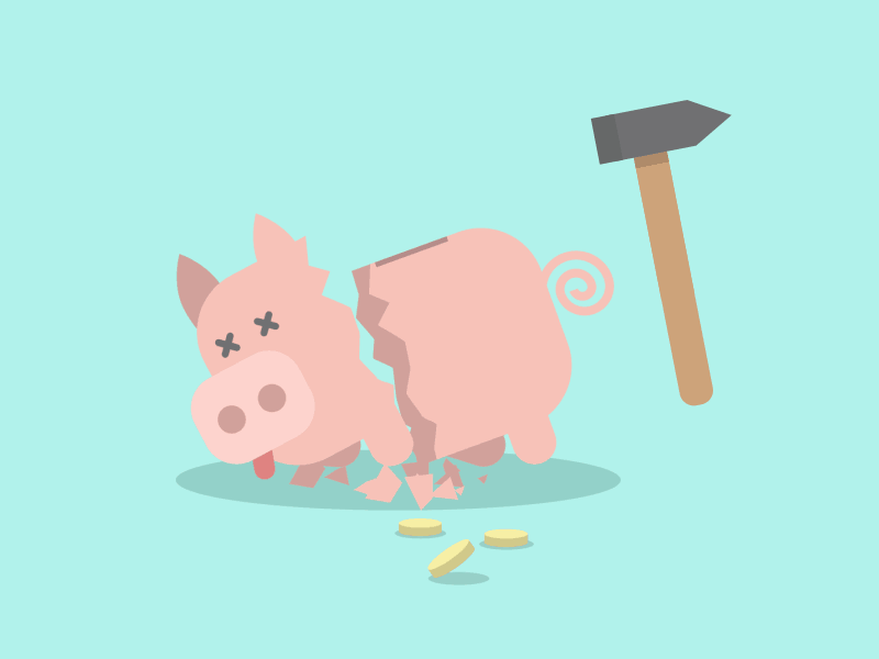 PIG animal animation break cash character coin gif icon illustration money pig tag