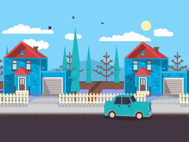 Neighbours - part 2 3d animation bad birds car day gif illustration neighbours sunshine