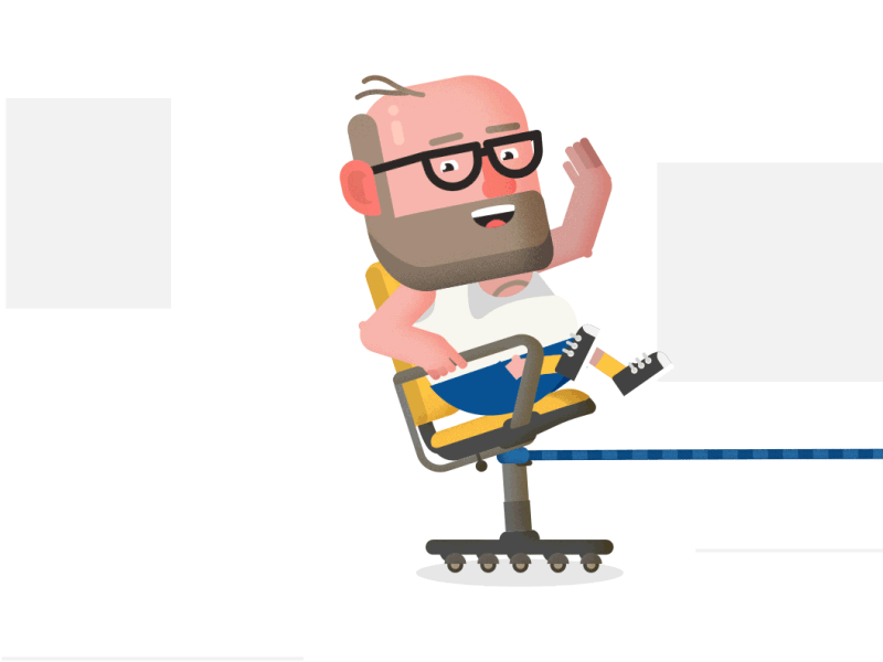 Grandpa's ride animation chair character design flat funny gif glasses grandpa illustration loop motion old ride shorts small wave wifebeater