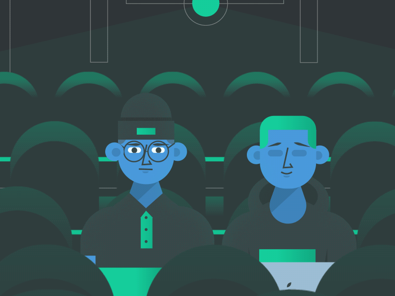 Annoying friend animation biograph blue chair character cinema design flat gif gradient green illustration loop motion movie