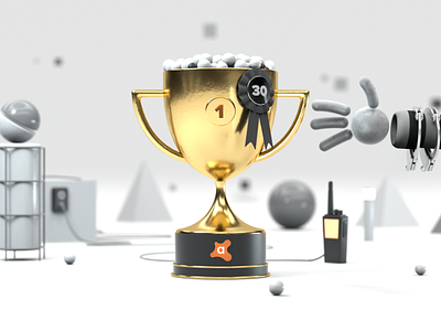 Award Winner 3d cinema4d cup design first funny gold handcuff illustration mug octane radio sphere stanley white white and black win winner