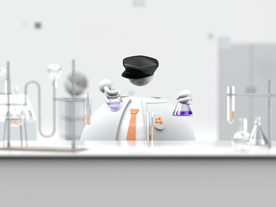 Laboratory 3d antivirus character chemistry design funny glass lab laboratory octane orange