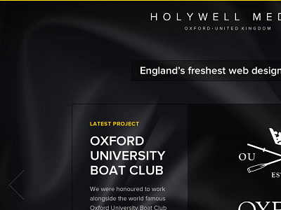 Holywell Media website design adobe fireworks black design fireworks oubc oxford proxima nova uk web design website yellow