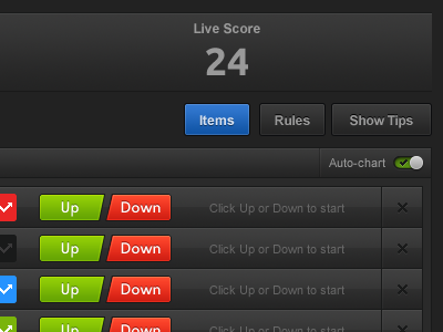 Experimenting with a dark UI black blue button buttons dark dark ui fireworks green grey john mayer red trade chase