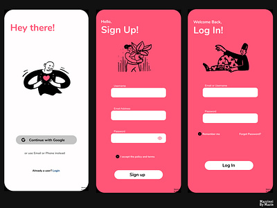 Sign Up Log In page- Mazzinni app design graphic design illustration motion graphics ui ux