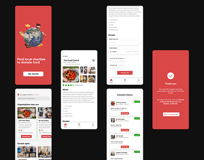 Food Donation App app charity design food food charity food donation app ui ux