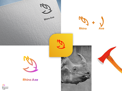 Rhino Axe 3d animal logo animation app branding colorfull design graphic design illustration item logo logo ui