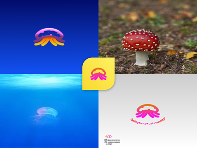 jellyfish mushrooms 2d 3d animal logo animation app branding colorfull design graphic design illustration logo motion graphics ui