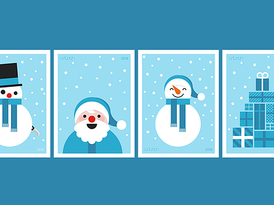 Intech New Year Cards 2018 2018 card christmas gifts greetings illustration new year santa claus snow snowman