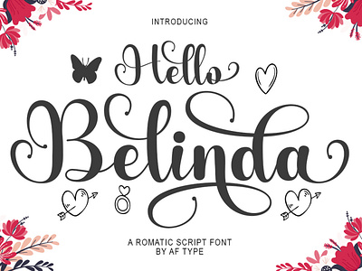 HELLO BELINDA double frame png easter flowers font gnome goat heart hearts kdp love monogram pianner procreate script stickers svg unicorn valentines day watercolor