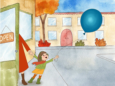 Children's Book Illustration - "Blue Balloon" by Marta Coughlin childrensbookillustration illustration illustrator