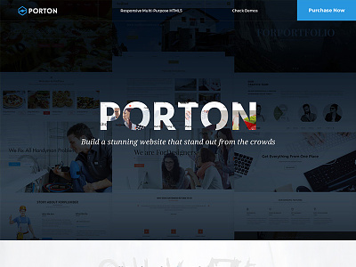 Porton Professional Bootstrap Business Template blue bootstrap business colorful css html5 multi purpose portfolio responsive site template