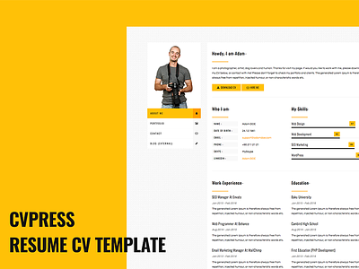 Cvpress Bootstrap CV Resume Template bootstrap css cv html5 portfolio responsive resume site template yellow