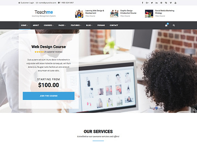 Teachme - Learning Management System Site Template cms education learning school template templates theme themeforest themes university wordpress