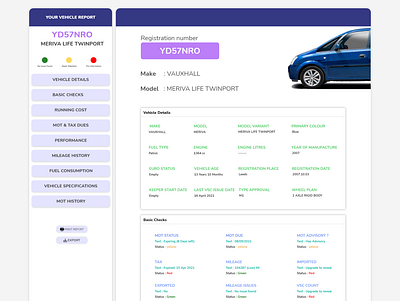Vehicle report user interface 3d animation app branding dashbord database design graphic design icon illustration logo report result ui vehicle report