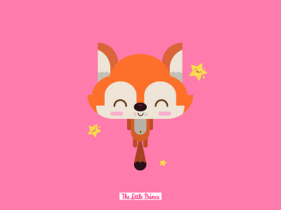 Little Fox character flat fox illustration pink star
