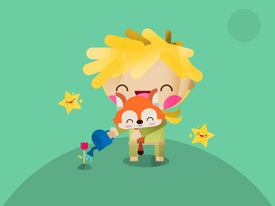 Little Prince flat fox illustration littleprince star texture vector