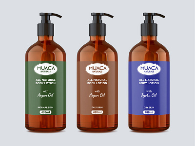 MUACA Naturals Body Lotion Label Design body lotion branding creative design graphic illustration label