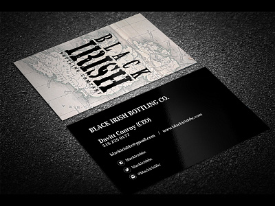 Black Irish Bottling Co. black black irish bottling company business card simple white