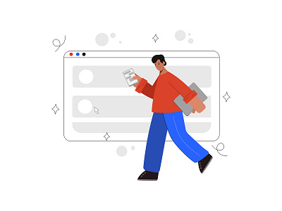 Busy male worker walking and looking at smartphone. design finance flat freelance illustration minimalistic vector