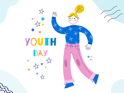Happy Youth day. colorful colours cute design flat freelance girl graphic design hand drawn illustration minimalistic vector