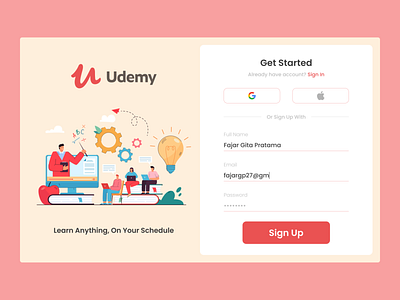Udemy - Sign Up colorful design flat sign up signup simple ui ux web web design webdesign