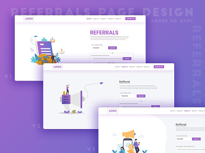 Referrals Page Design | Adobe XD and HTML contribute design html contribution page referrals share