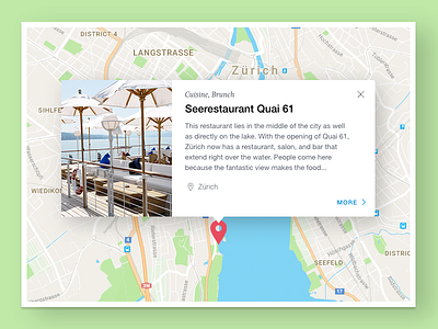 Zurich Tourism Marker Overlays card teaser gmap google map map overlay teaser restaurant teaser tourism zuerich zuerich tourism zurich zurich tourism