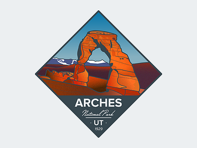 National Park Badge: Arches 100 arches badge illustration national park utah vector years