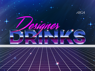 AIGA Tallahassee: Designer Drinks Pin 80s aiga designer drinks local neon pin radical space tallahassee vector