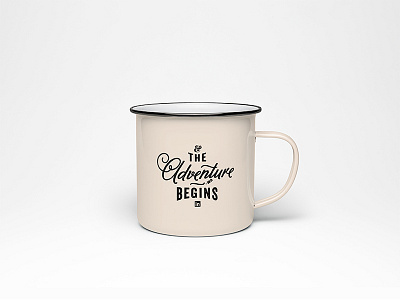 The Adventure Begins coffee design linkedin mug new typography