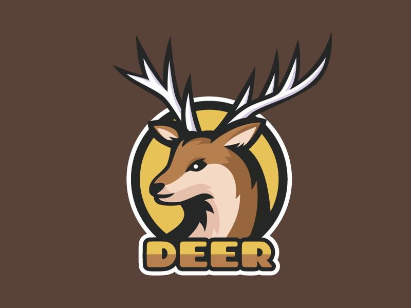 Deer illustration emblem logo tag