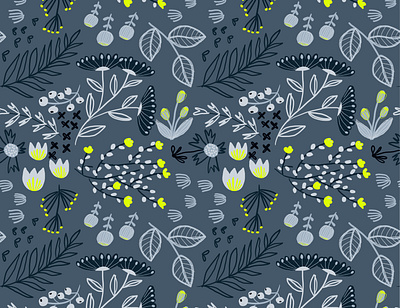 Florals digital florals flowers grey illustration pattern yellow