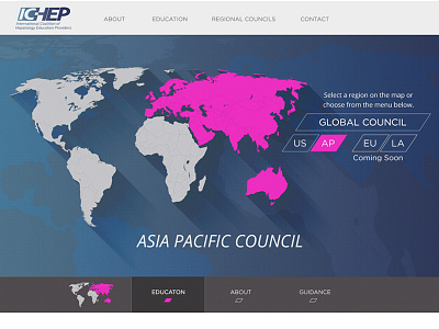 International Coalition Website asia council homepage map shadow