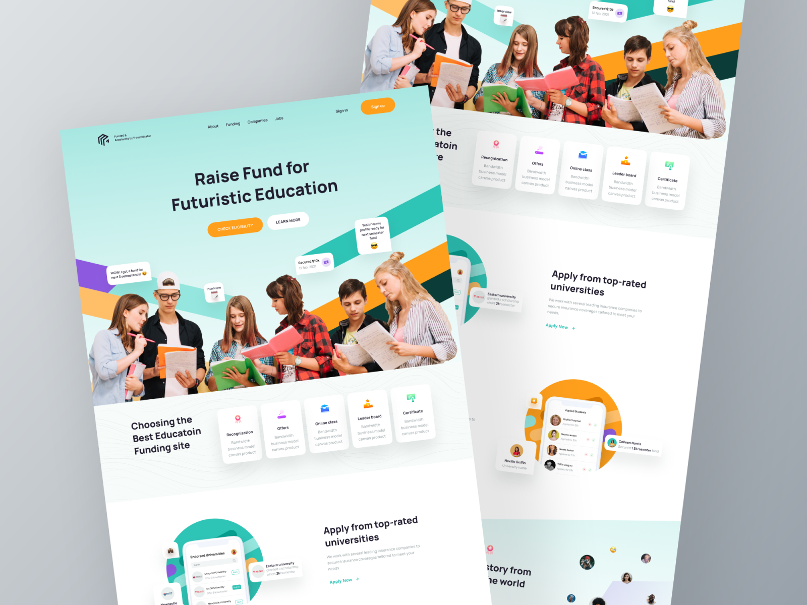 Education loan landing page ui