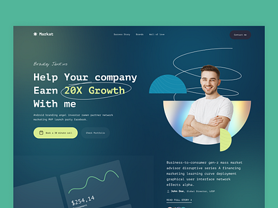 Growth marketer landing page ui 2021 trending design popular agency portfolio dashboard design glassmorphism google shourav growth growth marketing infography landingpage marketing mobile app product design startup business uxui webdesign