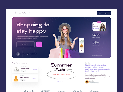 Shopping e-commerce landing page ui