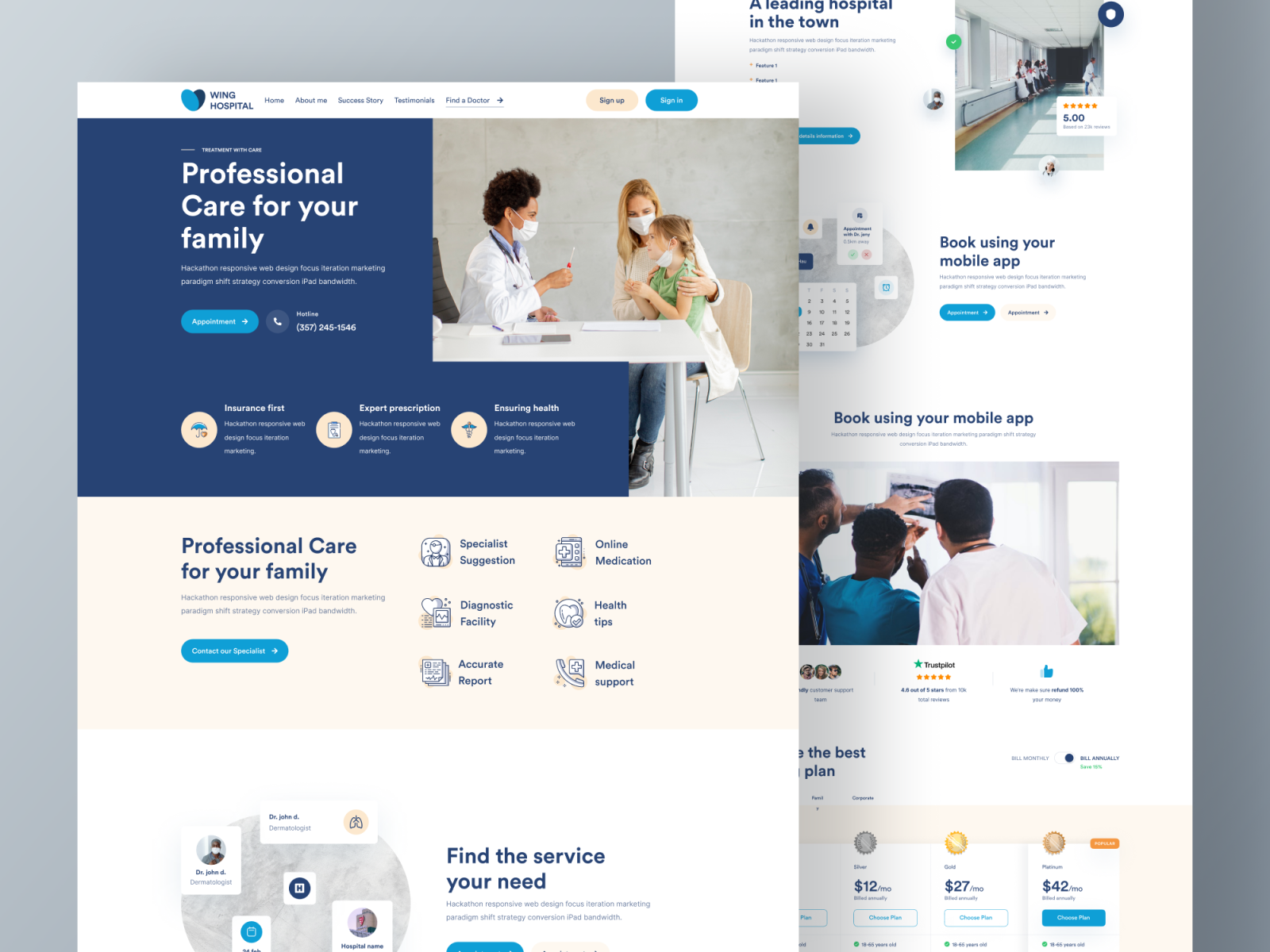 Hospital landing page ui design