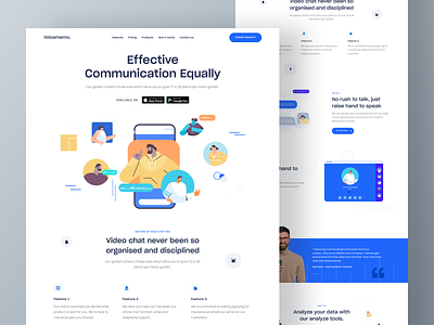 Voice memo landing page ui ar vr clubhouse creative design crm dashboard entertainment hrm illustration landing page minimal mobile app product saas startup typography ux voicechat voiceuserinterface web design website design