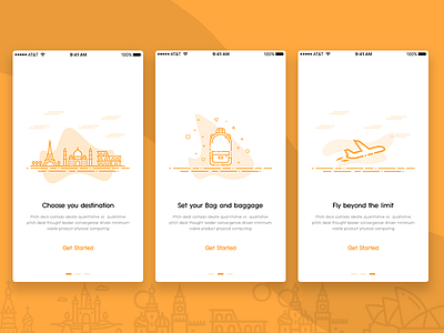 onboarding screen of Travel app