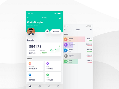 Cryptocurrency IOS app admin panel android animation bitcoin block chain branding creative design cryptocurrency dashboard fluent design graph ico illustration ios minimal mobile app product ui ux vector